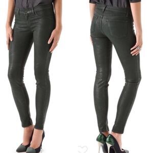 J Brand Coated‎ Black Low Rise Super Skinny Pants Sz 25